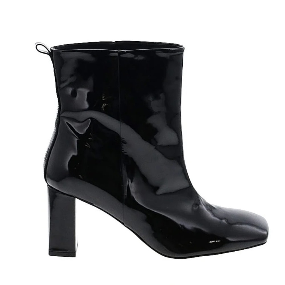 NWT Good American Black Patent Leather Heeled Boots size 9.5